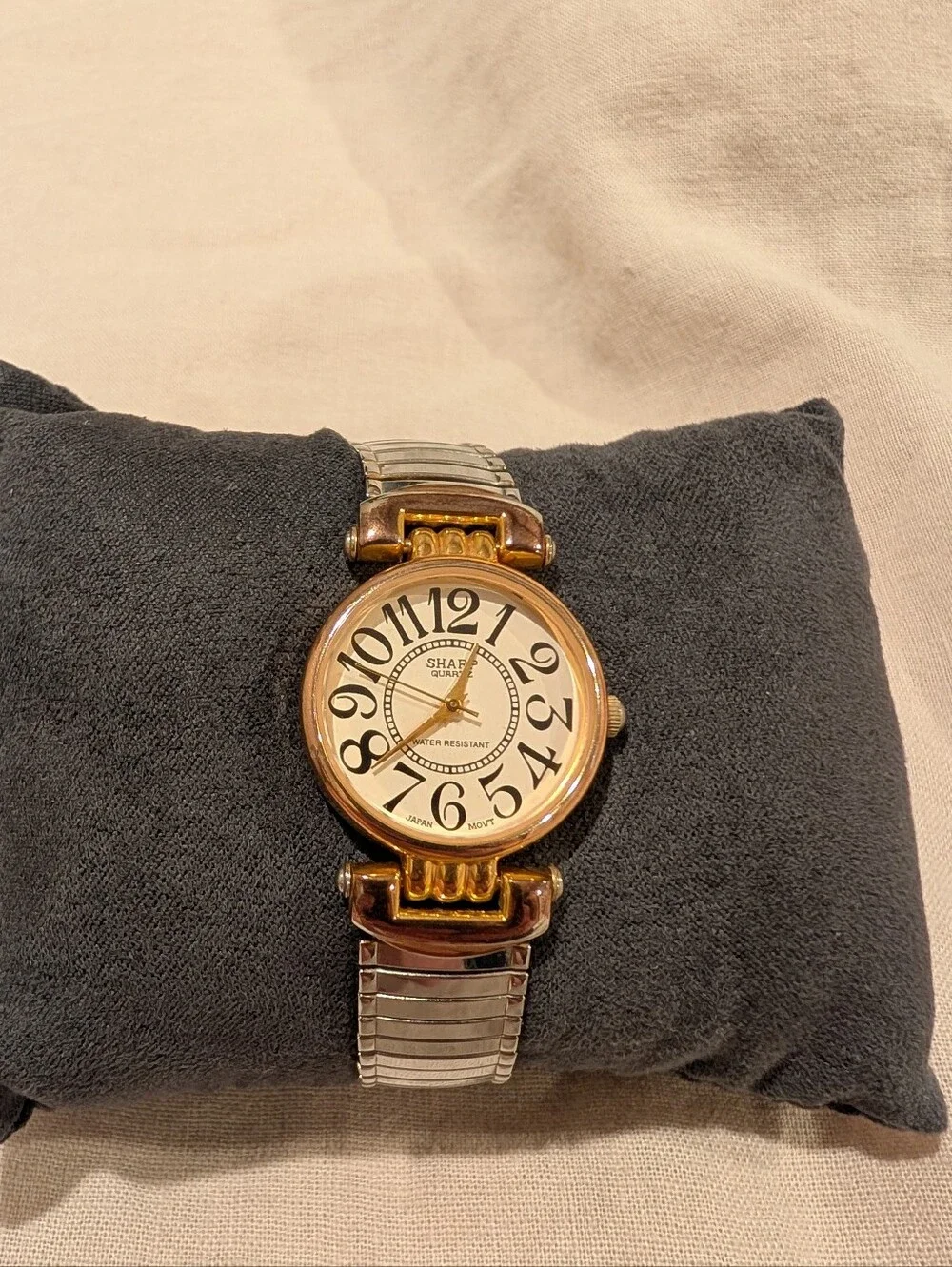 Vintage Sharp Two-Tone Expansion Band Watch Large Arabic Numbers Dial